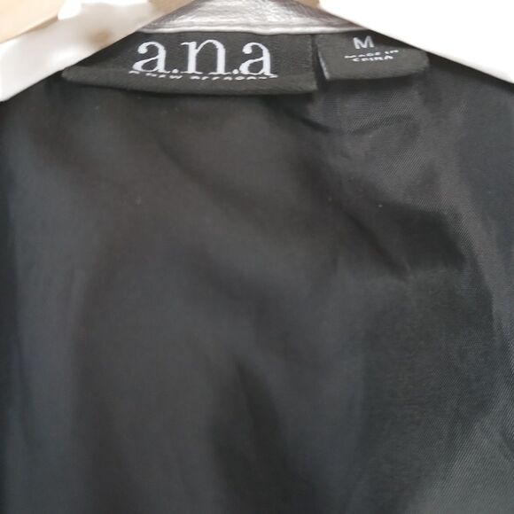 a.n.a. Silver Metallic Vegan Leather Motorcycle Jacket Asymmetrical Design - Picture 5 of 10